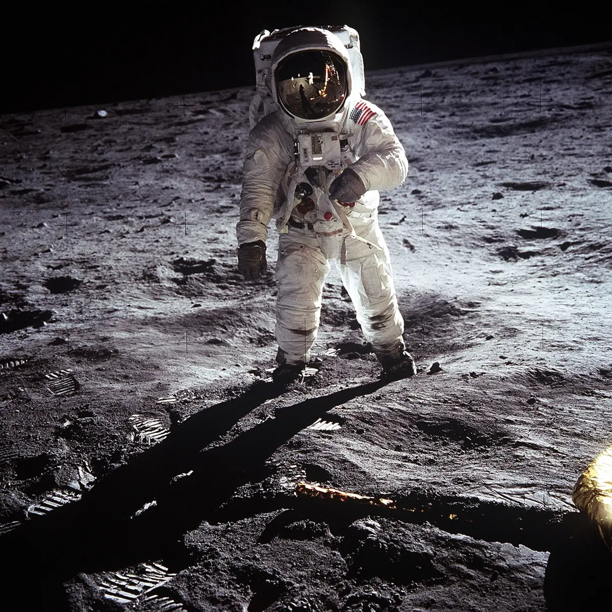 Buzz Aldrin on the Moon during Apollo 11, July 1969