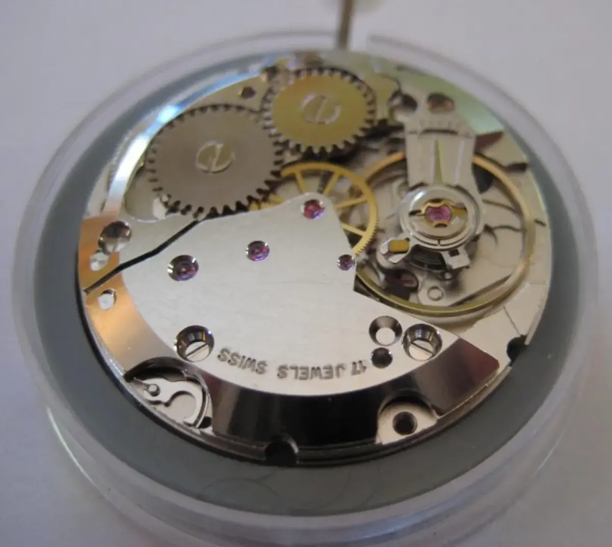An ETA 2801 manual-wind mechanical watch movement