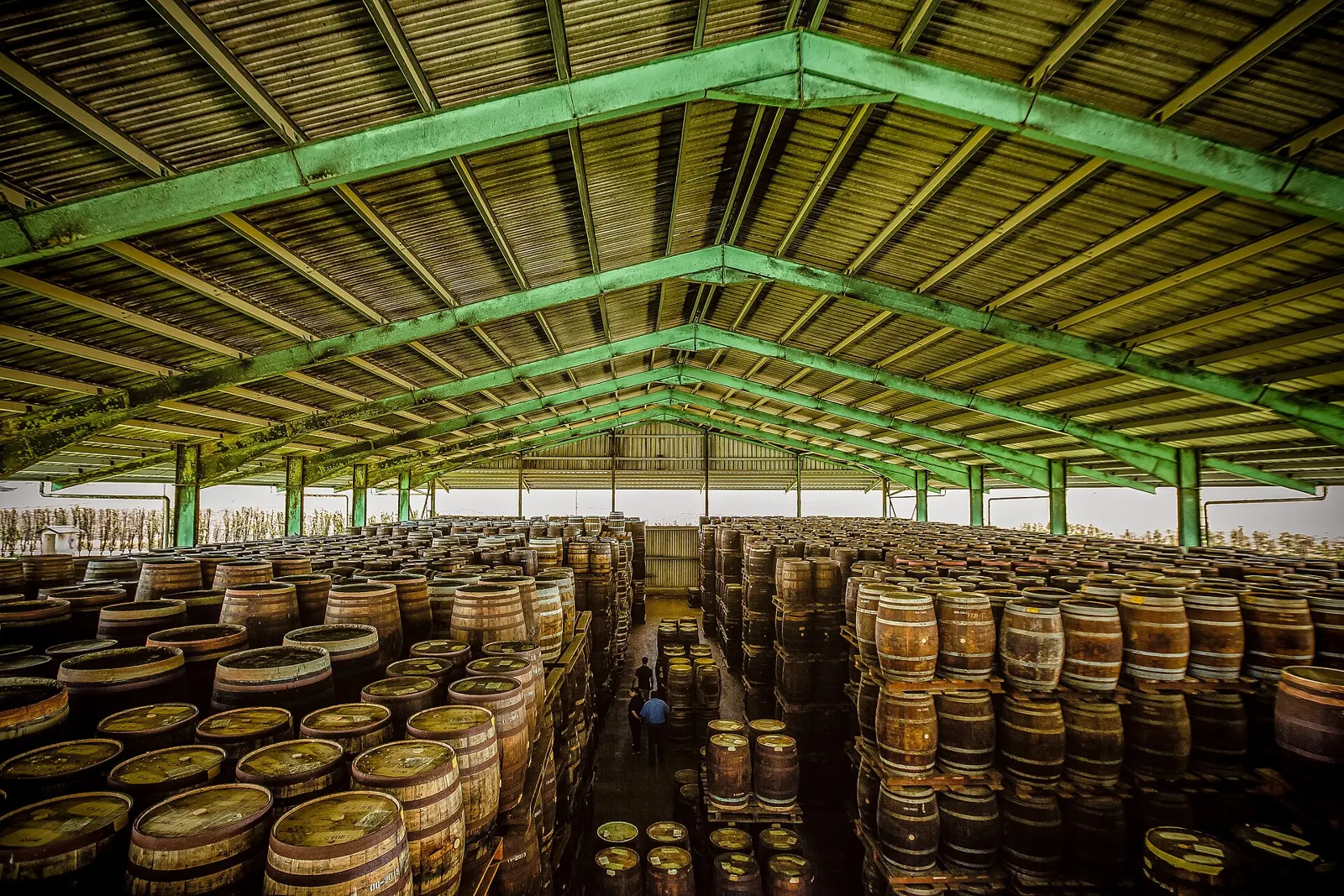 Rum aging in barrels at the Foursquare distillery in Barbados