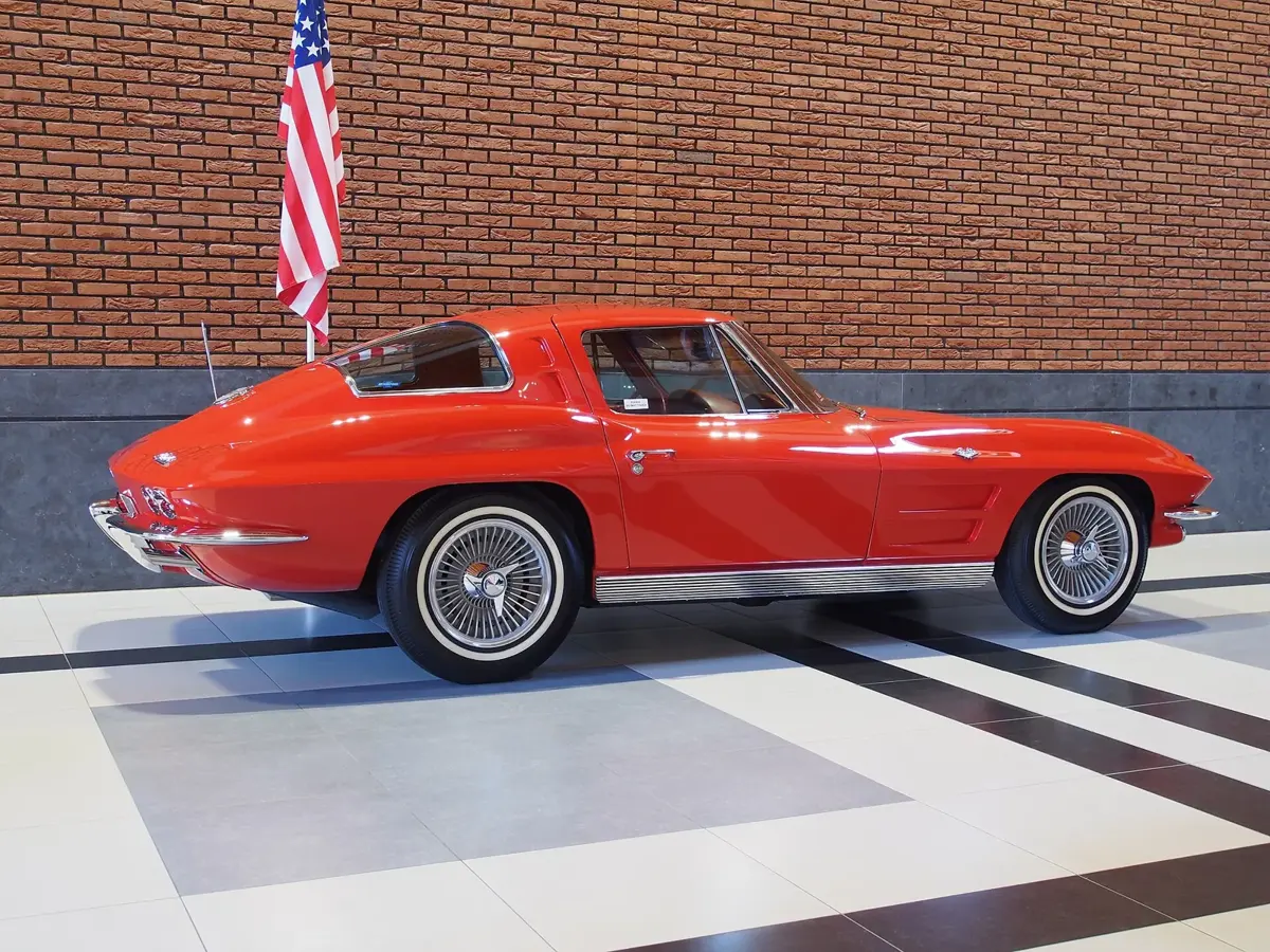 Rear view of a 1963 Corvette Sting Ray showing the split rear window