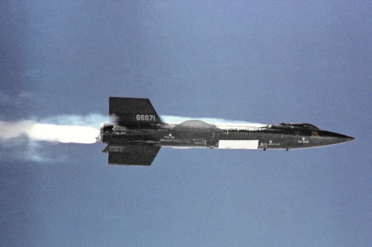 The North American X-15 rocket plane in flight